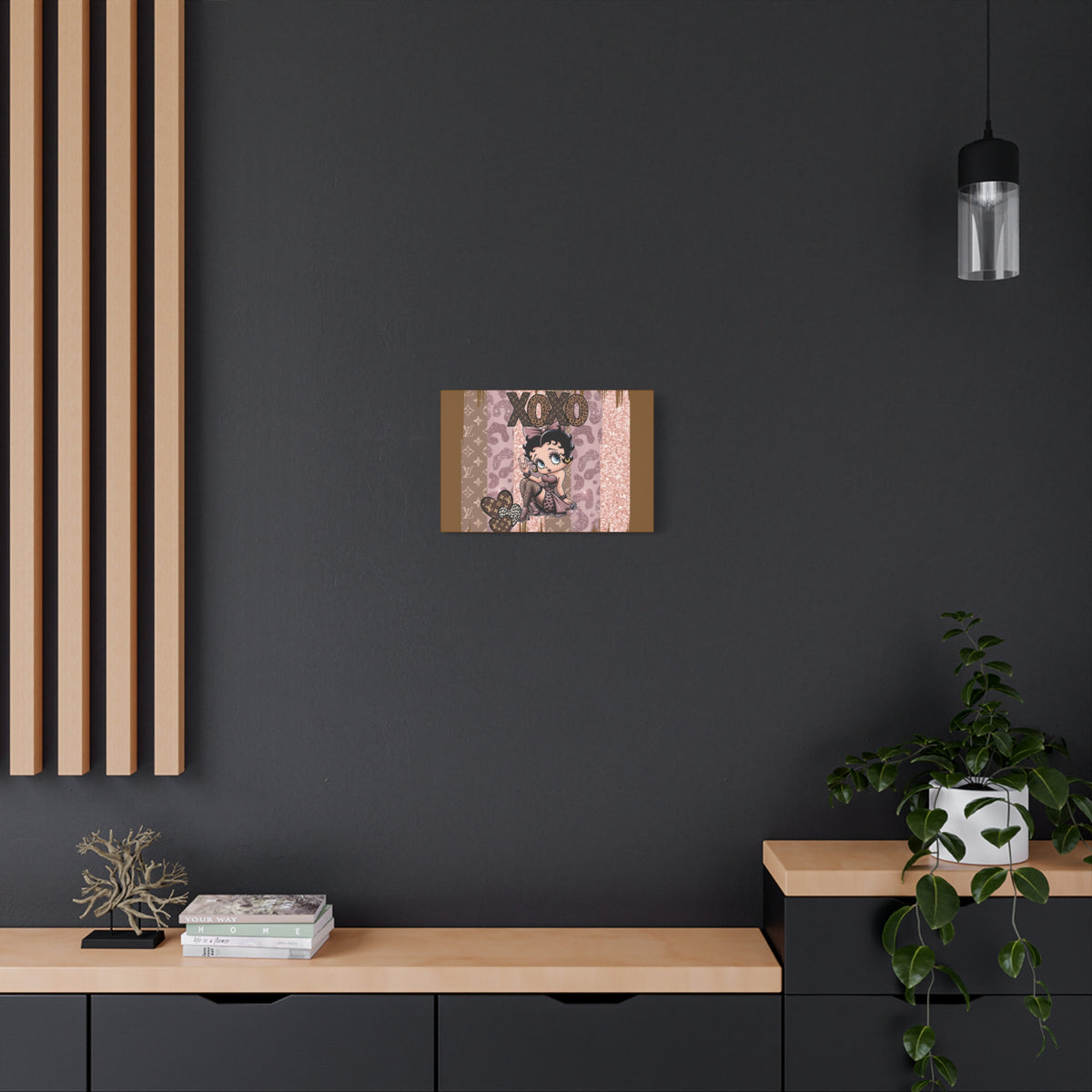 Betty Boop XOXO Leopard Hearts Canvas | Matte Stretched Wall Art