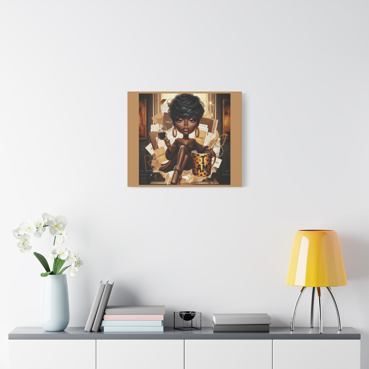 Afro Chic Woman Illustration Canvas | Matte Stretched Wall Art