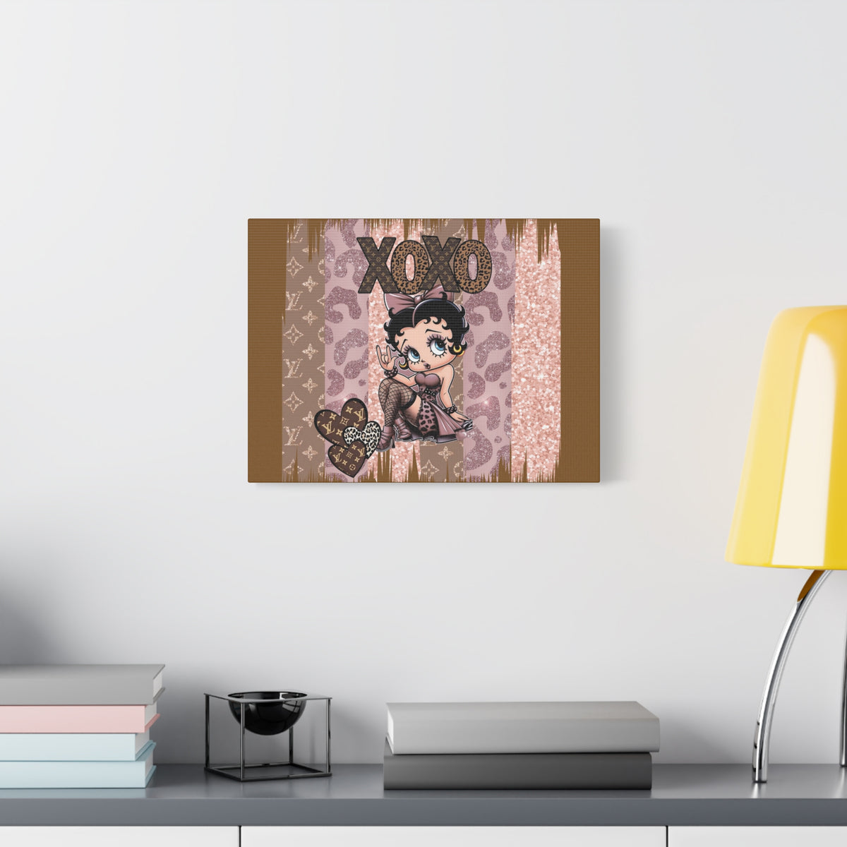 Betty Boop XOXO Leopard Hearts Canvas | Matte Stretched Wall Art