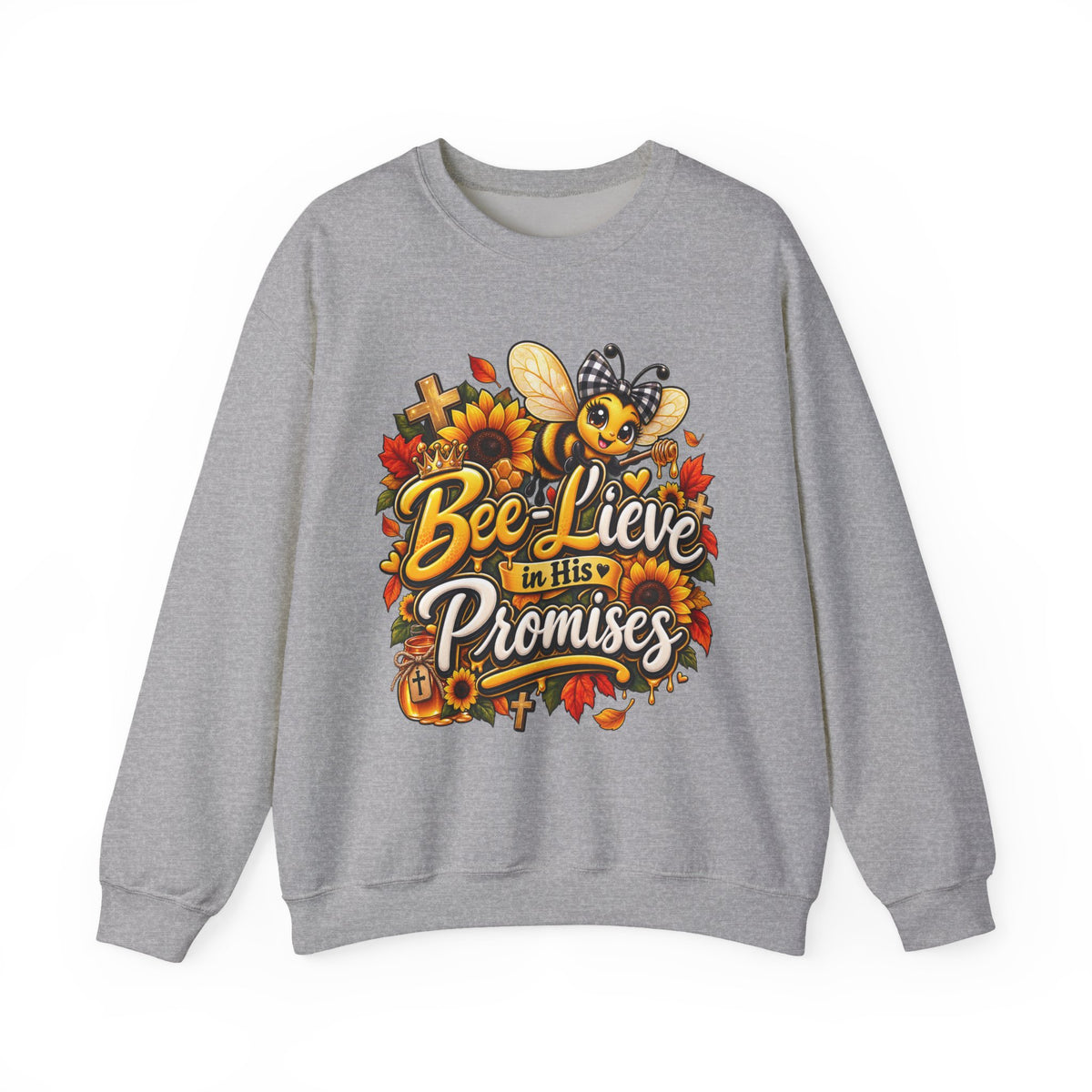 Bee-lieve in His Promises Christian Floral Bee Sweatshirt