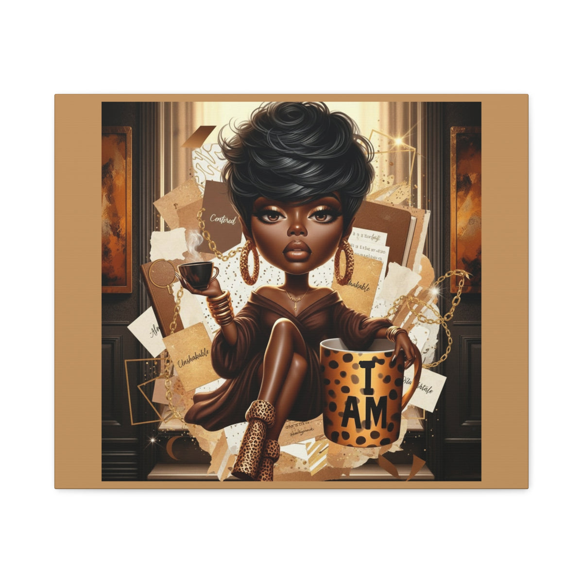 Afro Chic Woman Illustration Canvas | Matte Stretched Wall Art