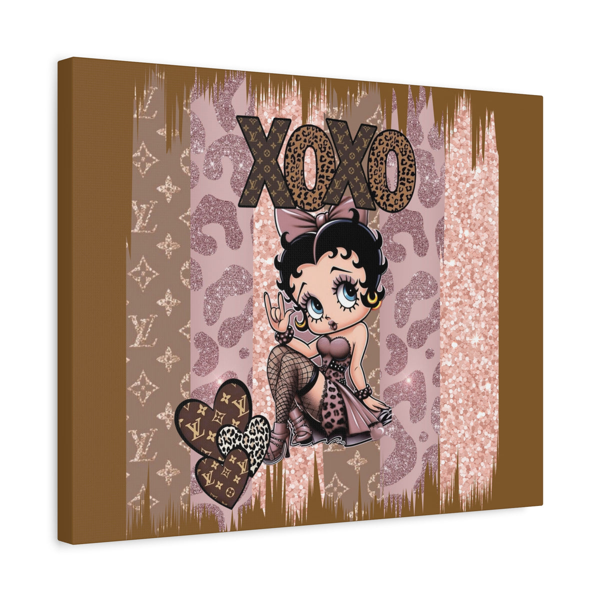 Betty Boop XOXO Leopard Hearts Canvas | Matte Stretched Wall Art