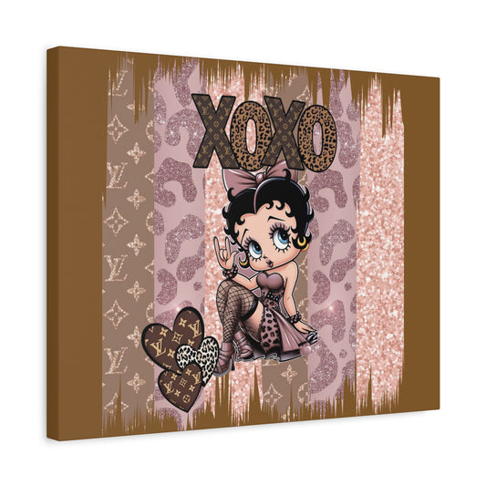 Betty Boop XOXO Leopard Hearts Canvas | Matte Stretched Wall Art