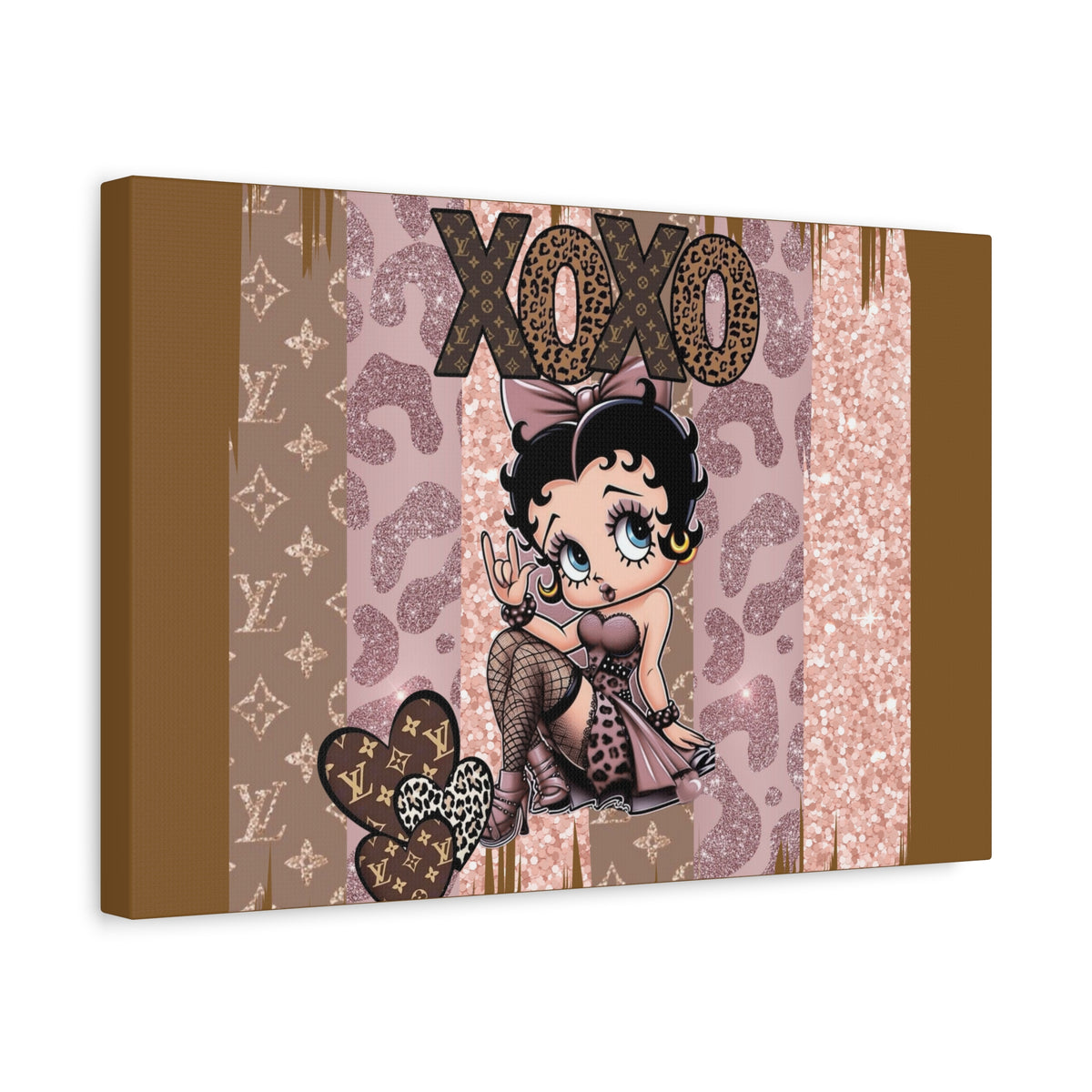 Betty Boop XOXO Leopard Hearts Canvas | Matte Stretched Wall Art