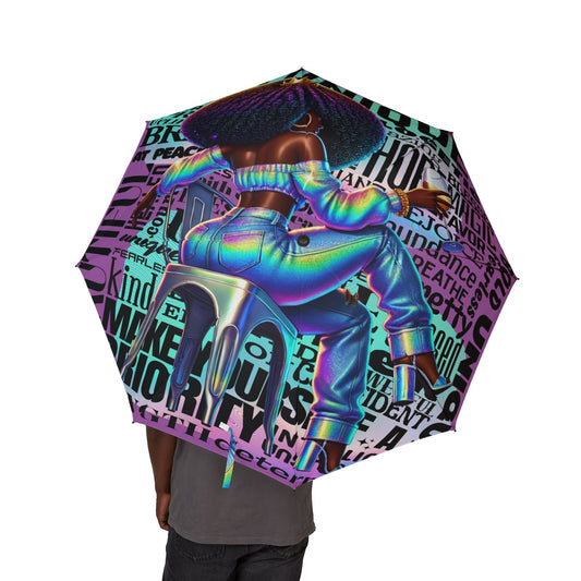 Iridescent Beetle Typography Umbrella | Foldable Rain Umbrella