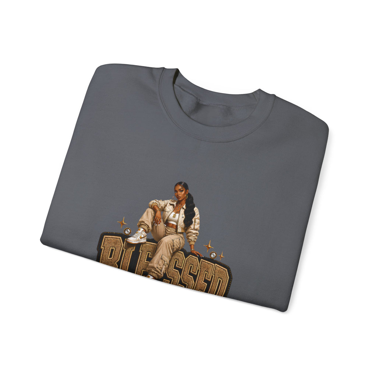 Blessed Up sweatshirt | Hip Hop Prayer Typography Crewneck