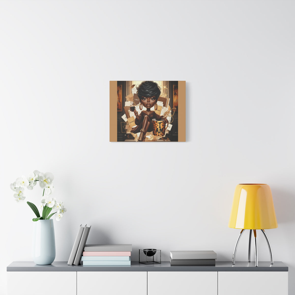Afro Chic Woman Illustration Canvas | Matte Stretched Wall Art