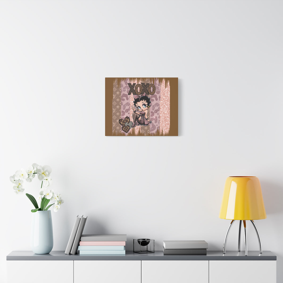 Betty Boop XOXO Leopard Hearts Canvas | Matte Stretched Wall Art