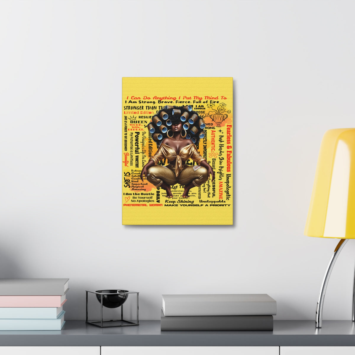 Afro Queen Affirmations Stretched Canvas | Inspirational Black Woman Wall Art