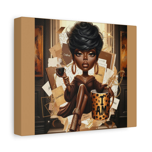 Afro Chic Woman Illustration Canvas | Matte Stretched Wall Art