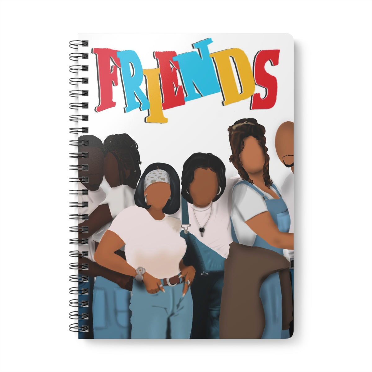 Friends group illustration Wirobound Softcover Notebook | A5 spiral journal