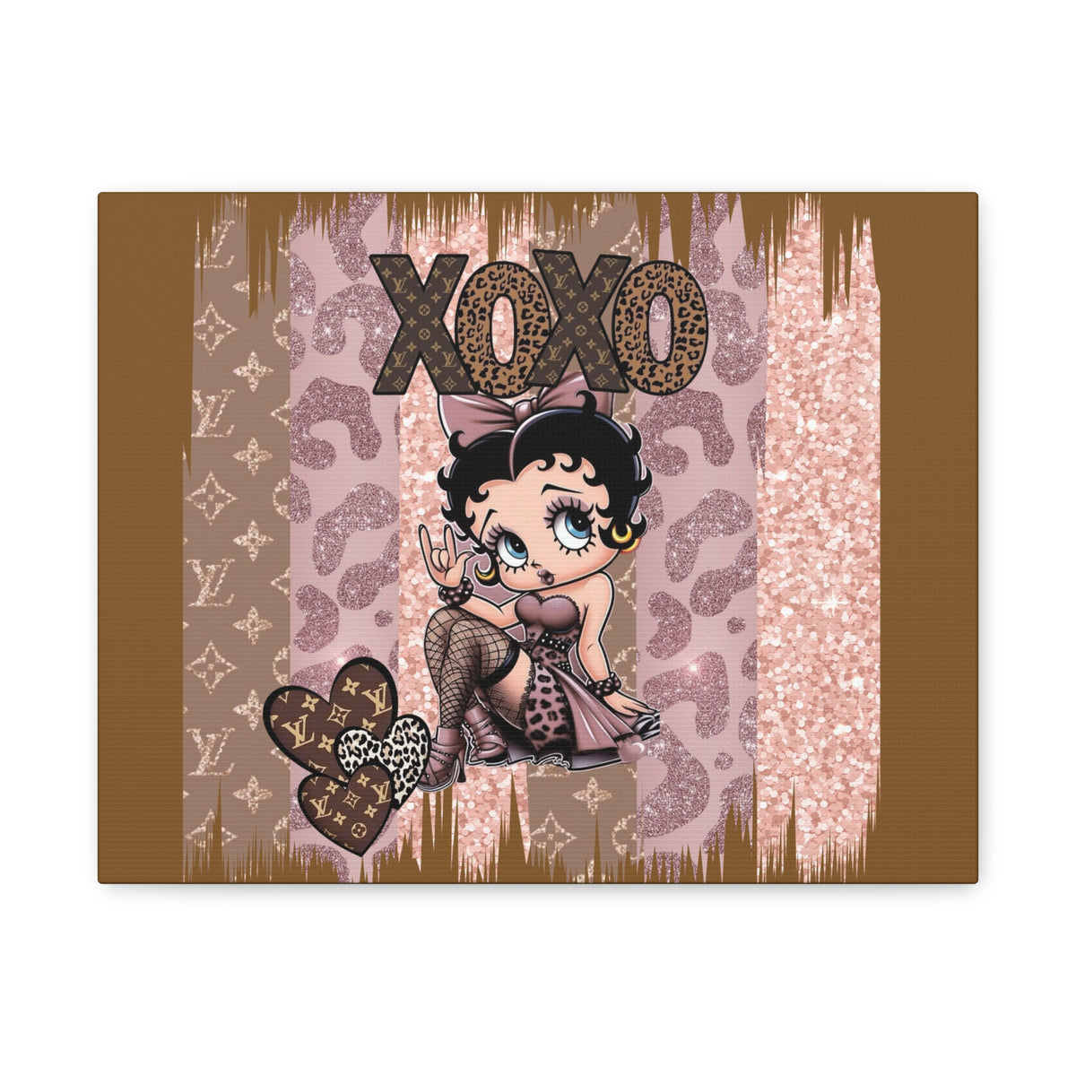 Betty Boop XOXO Leopard Hearts Canvas | Matte Stretched Wall Art