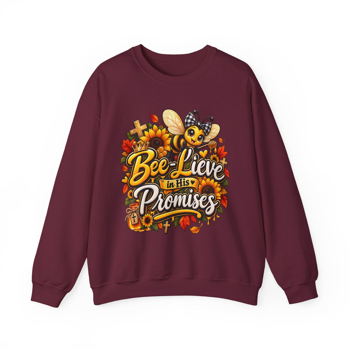 Bee-lieve in His Promises Christian Floral Bee Sweatshirt