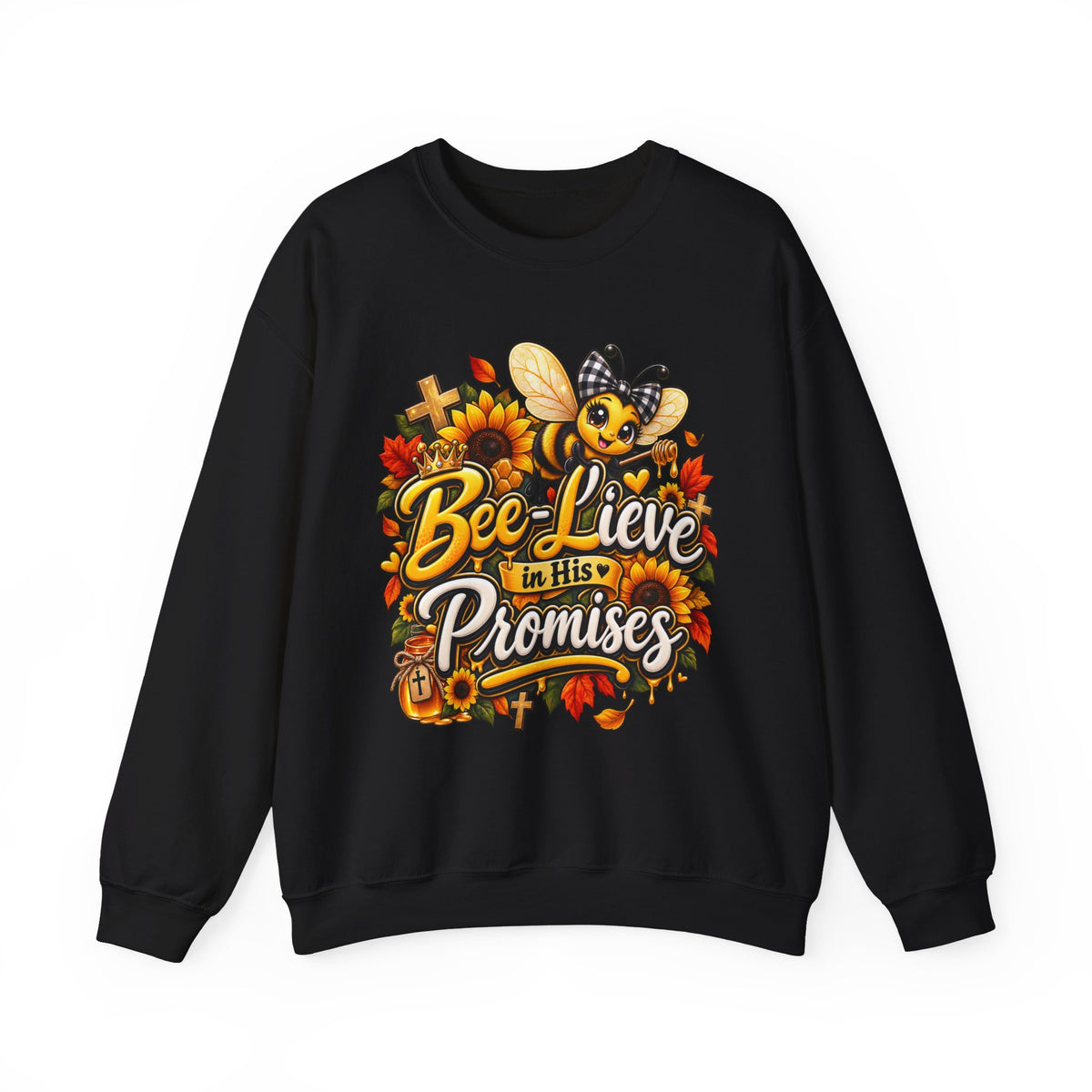 Bee-lieve in His Promises Christian Floral Bee Sweatshirt