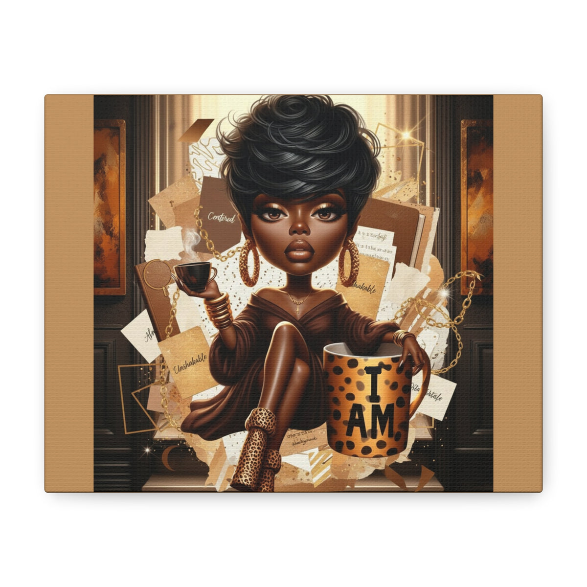 Afro Chic Woman Illustration Canvas | Matte Stretched Wall Art