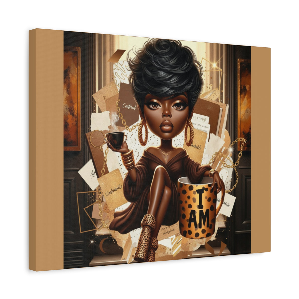 Afro Chic Woman Illustration Canvas | Matte Stretched Wall Art