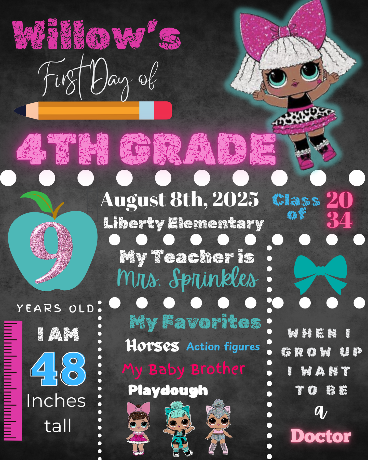 Girl’s Back To School Poster Board