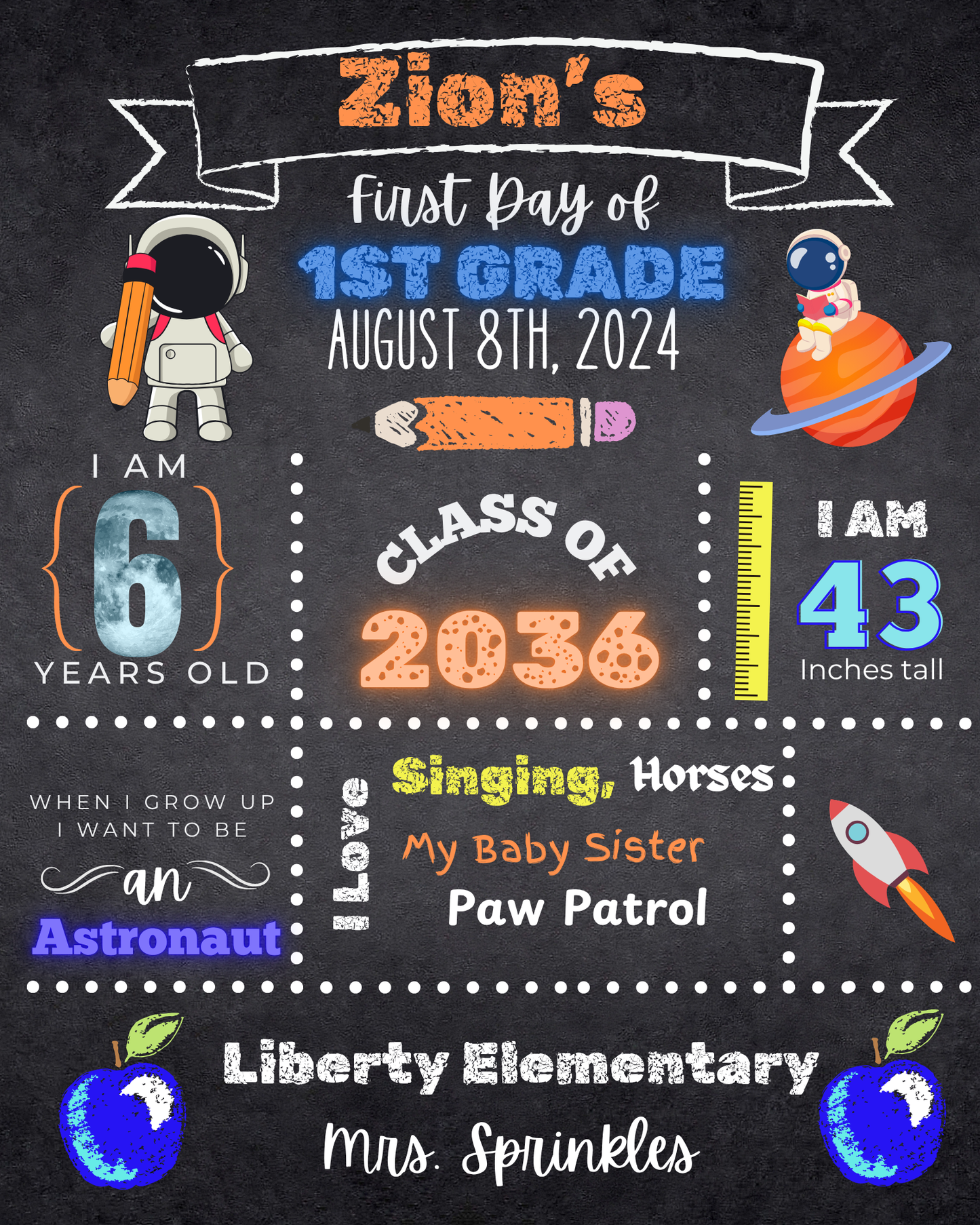 Boys Back to school Poster Board