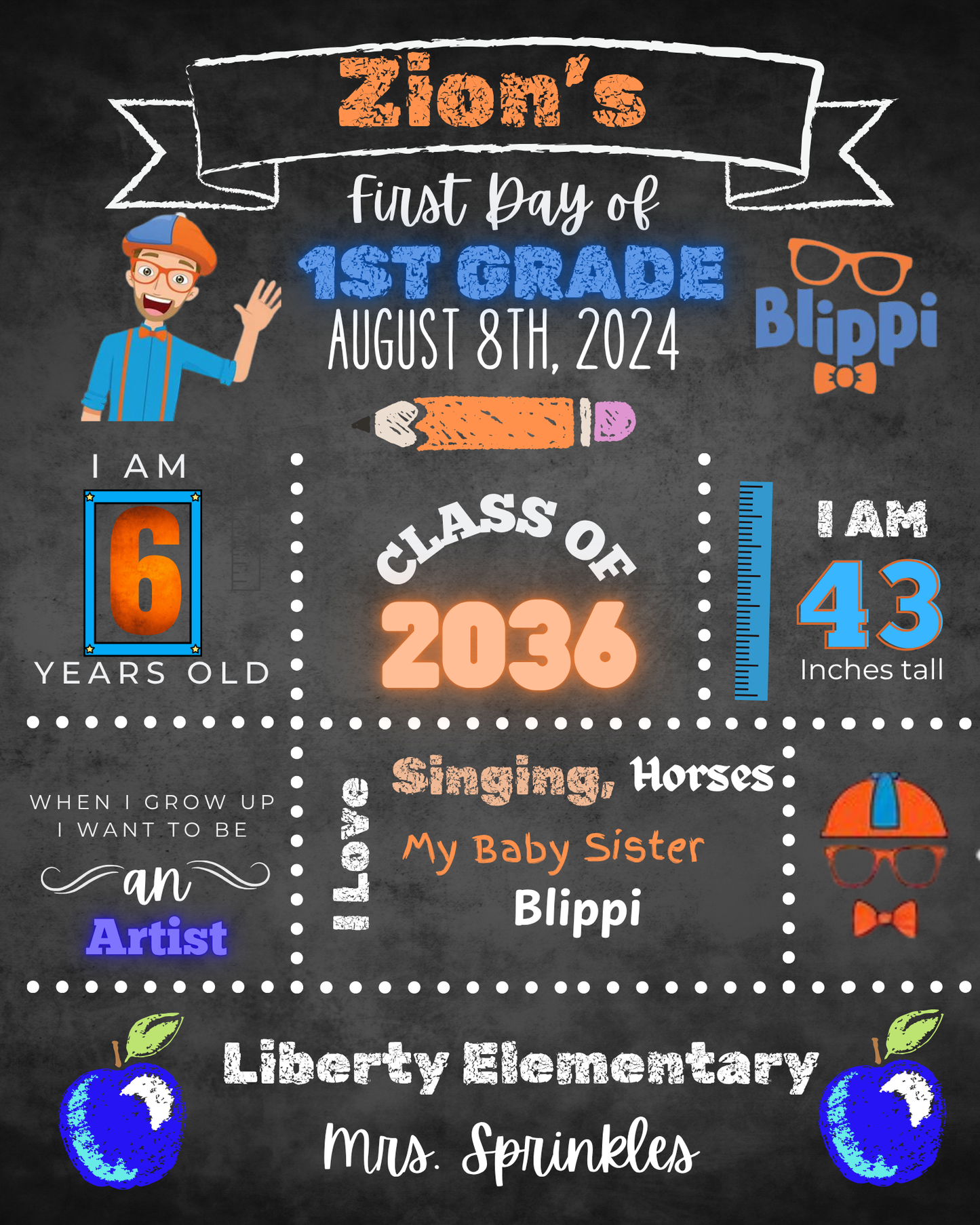 Boys Back to school Poster Board