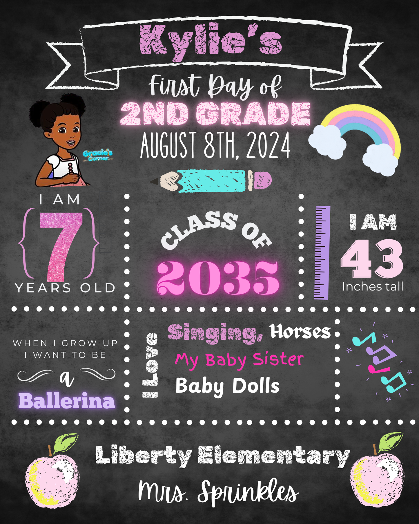 Girl’s Back To School Poster Board