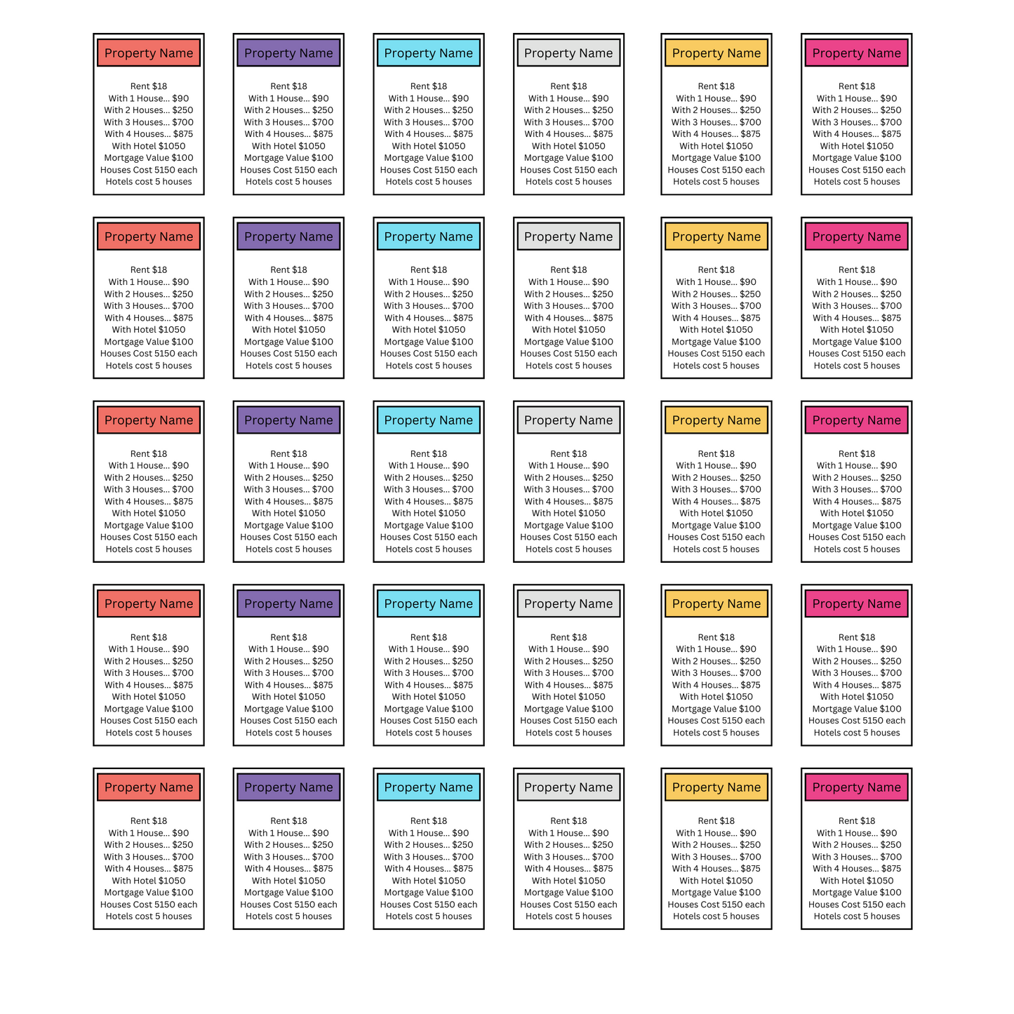 Monopoly Board Game Template