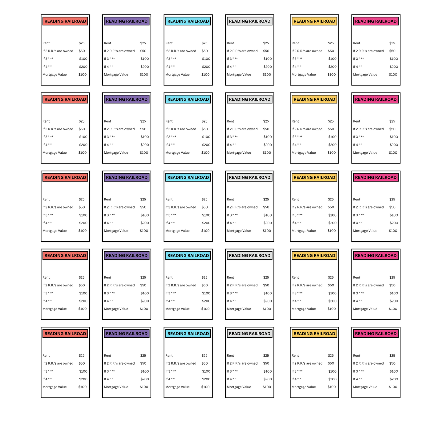 Monopoly Board Game Template