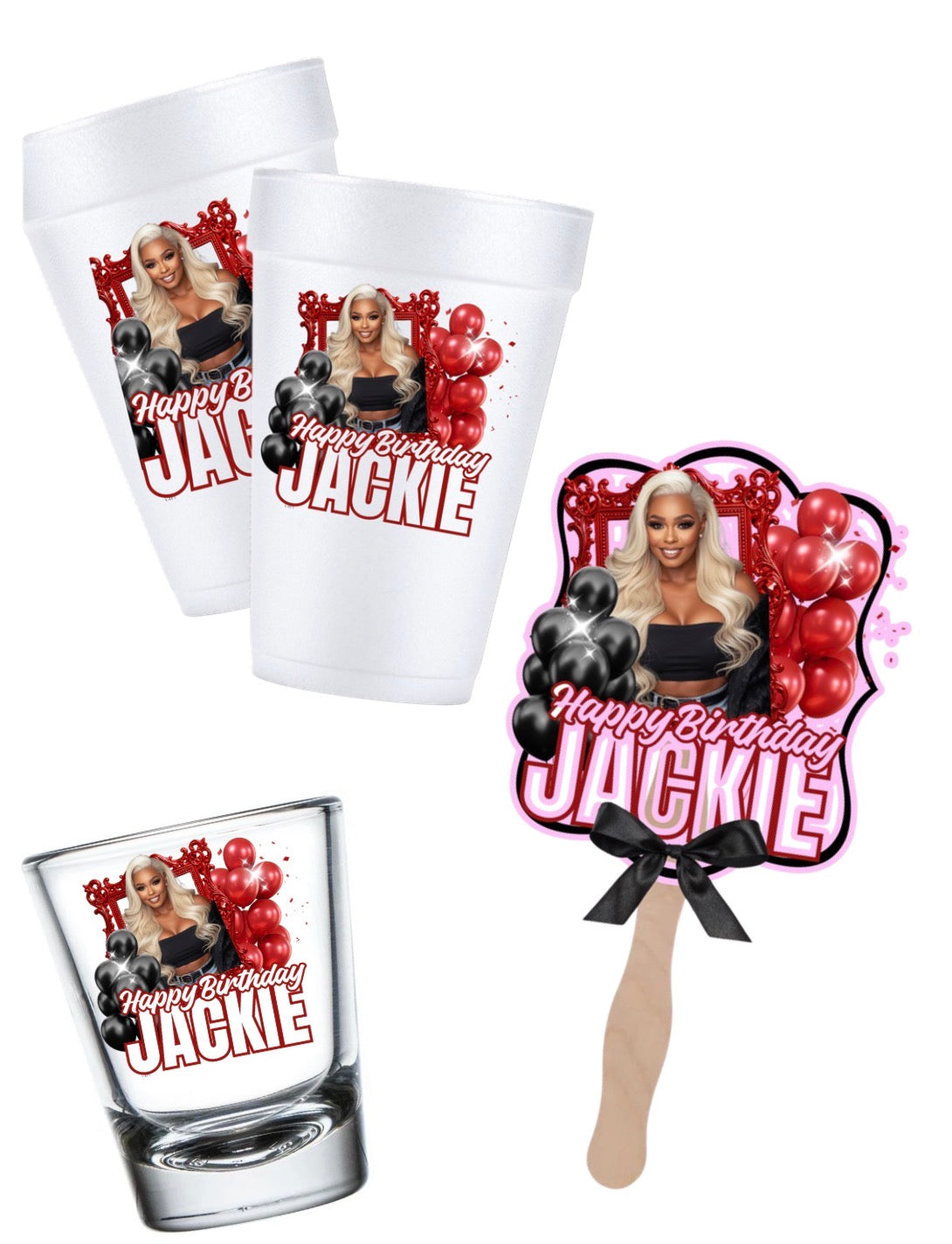 Shot Glass Cup and Fan Bundle