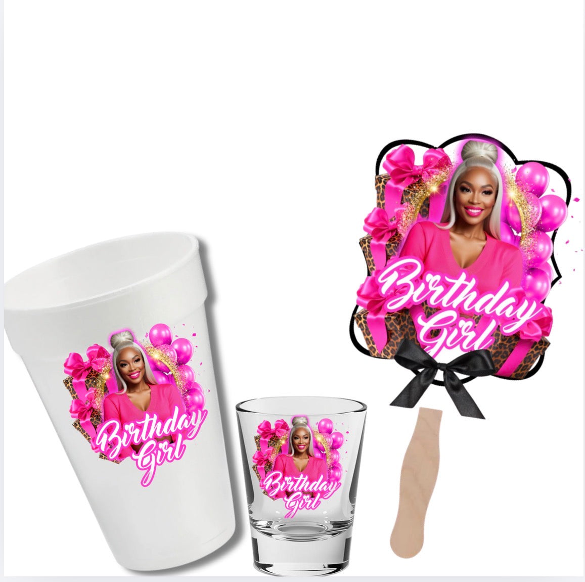 Shot Glass Cup and Fan Bundle