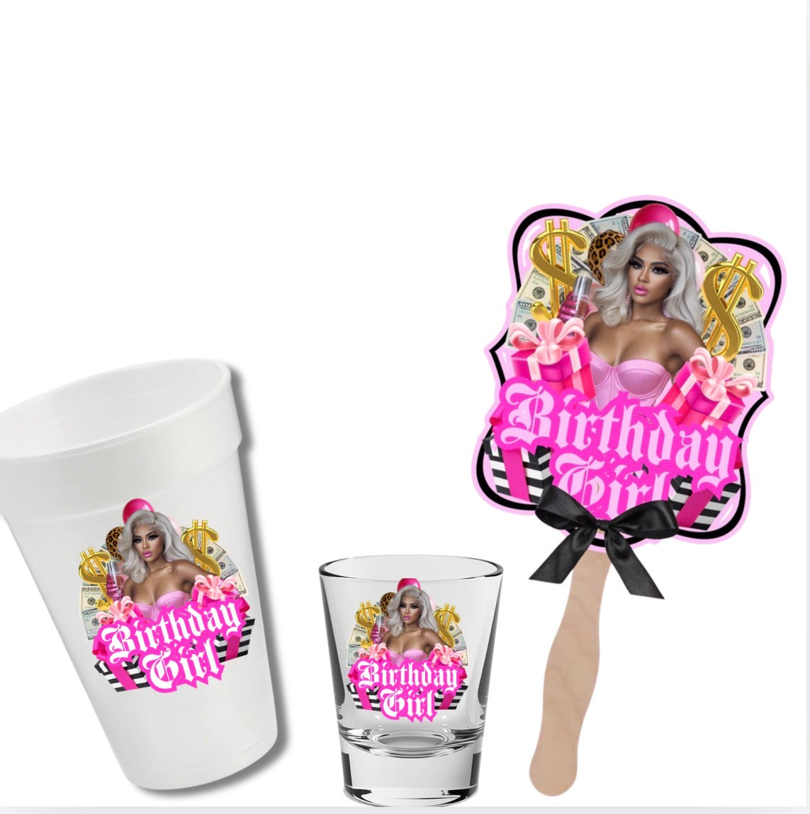 Shot Glass Cup and Fan Bundle