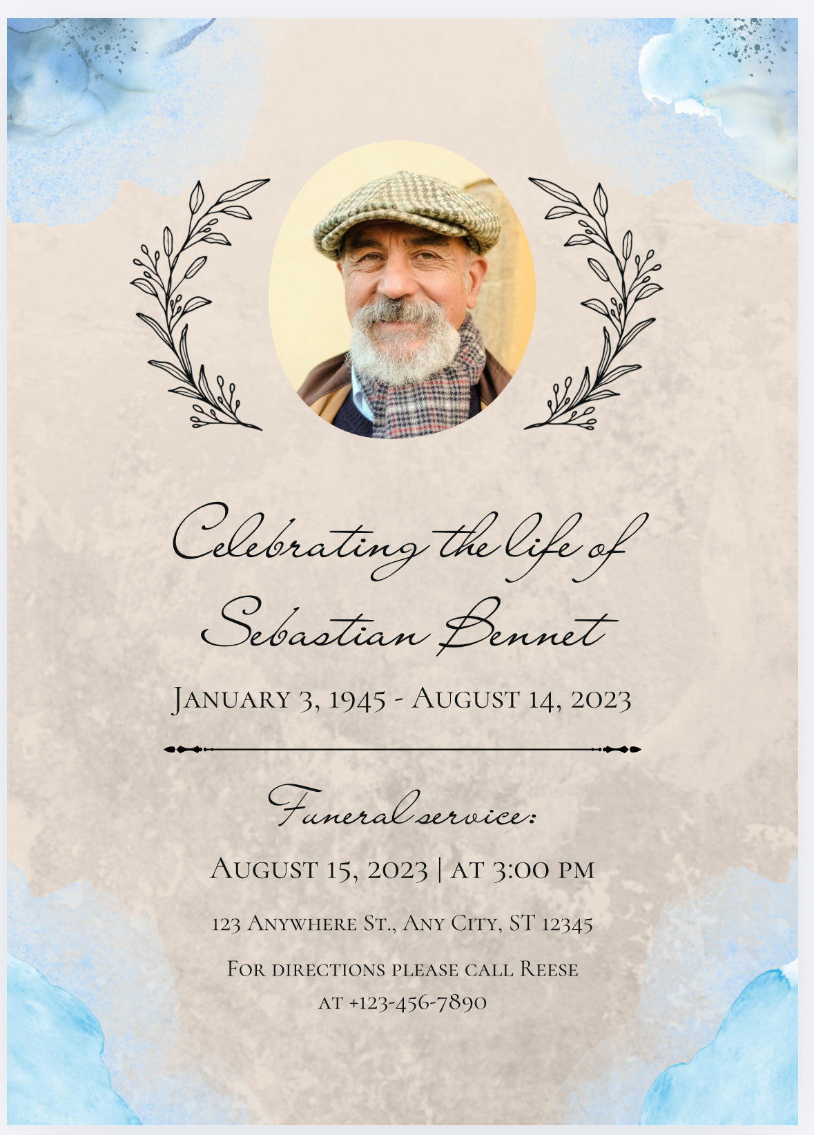 Funeral Announcement Flyer