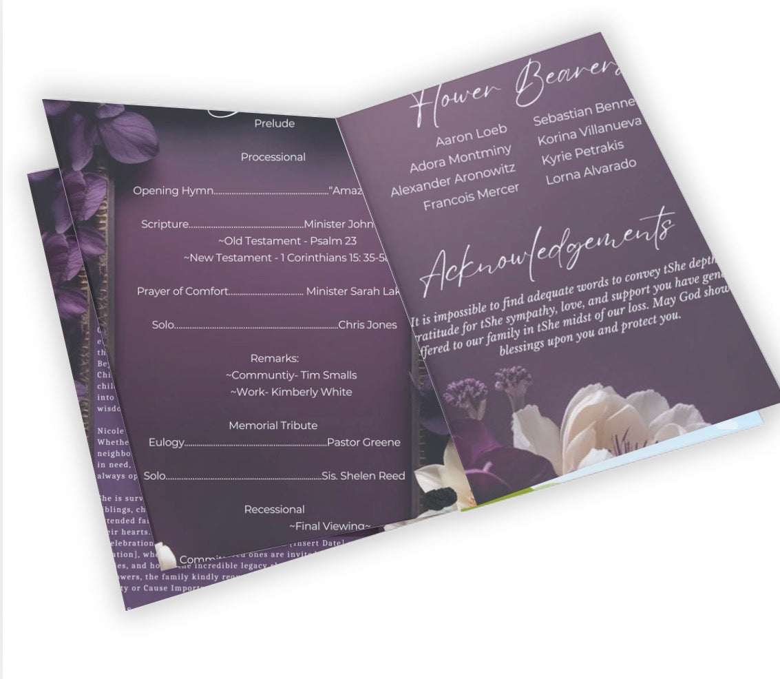 4 Page Obituary Program