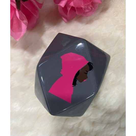 Girl in a hoodie candle holder