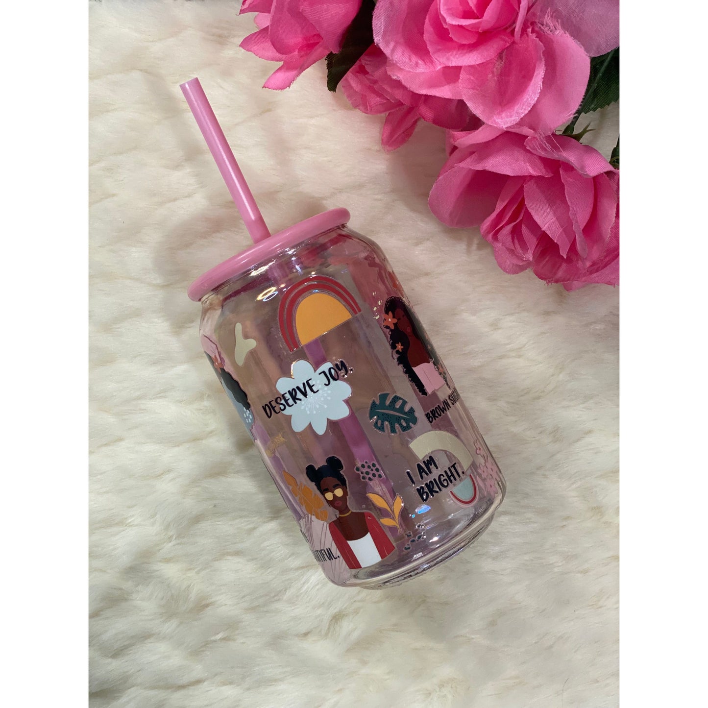 Pink 16oz Tumbler with straw