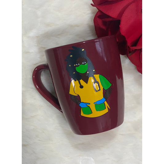 Burgundy Loc’d Nurse Mug