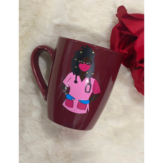 pink loc’d nurse mug