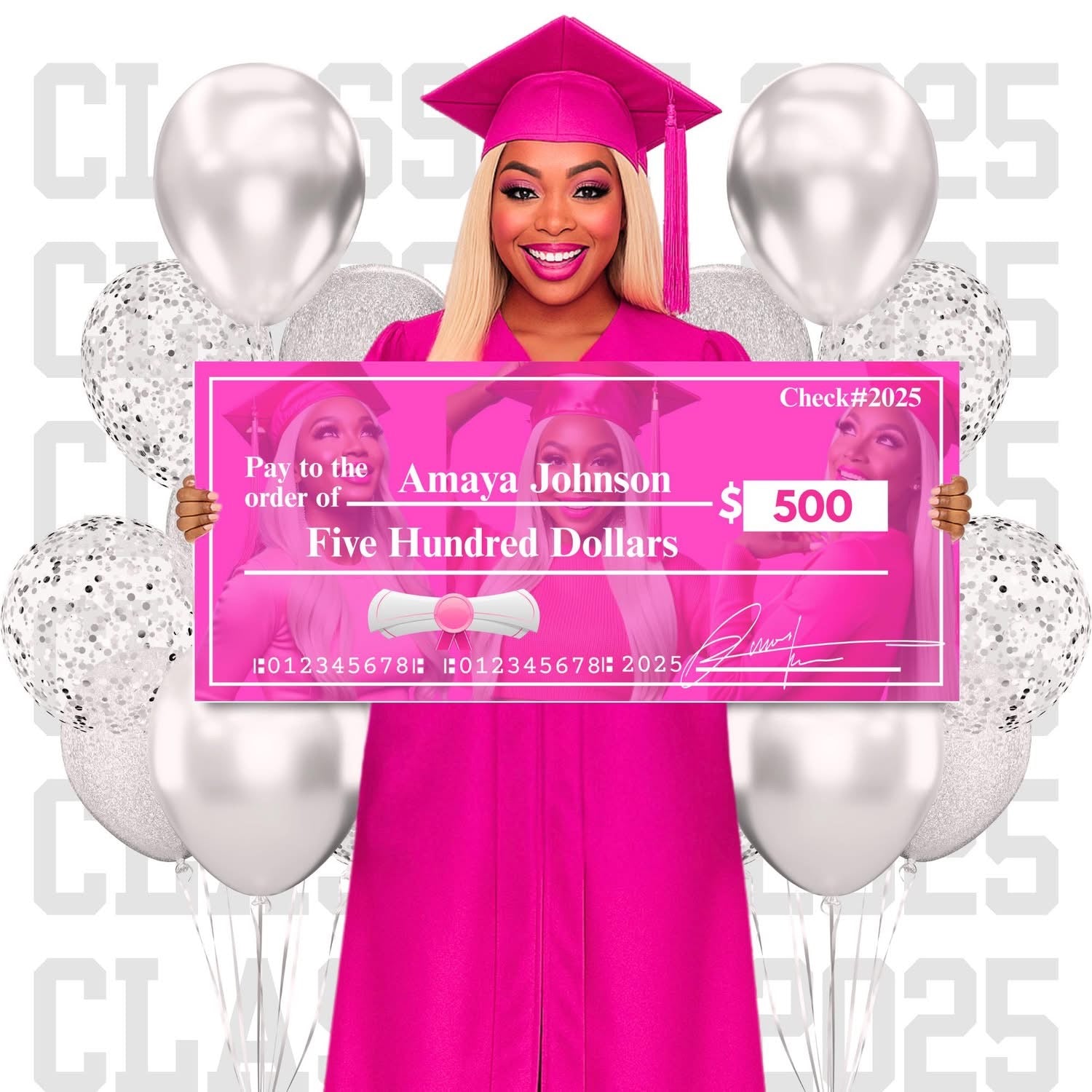 Giant graduation Check – All Things Pretty Online