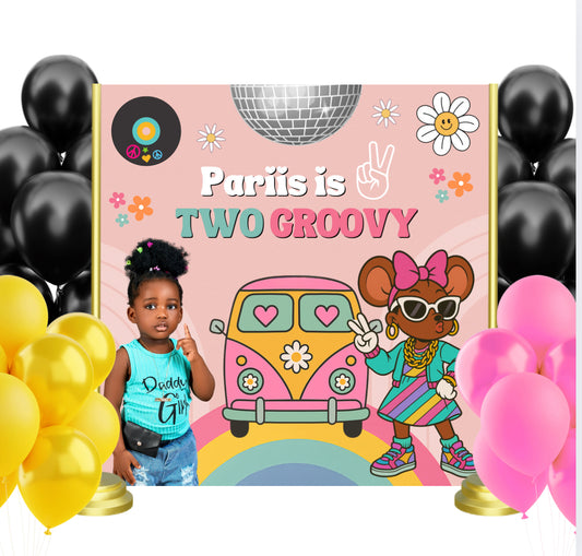 Two groovy party Backdrop